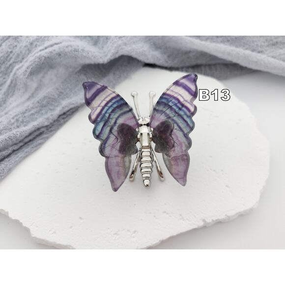 Rainbow Fluorite Butterfly Wings Crystal Carving - Picture 7 of 7